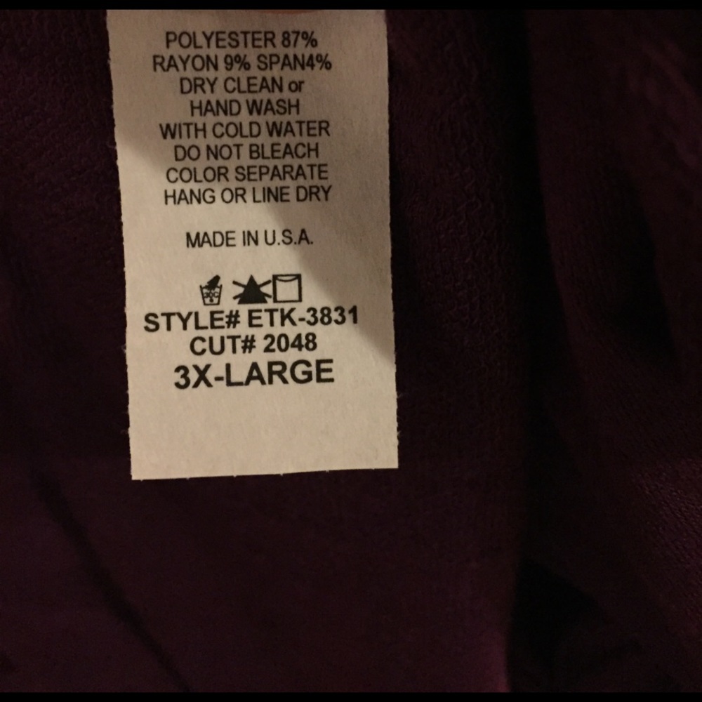 1X-3X Eggplant French Terry dress w/pockets - Picture 3 of 4