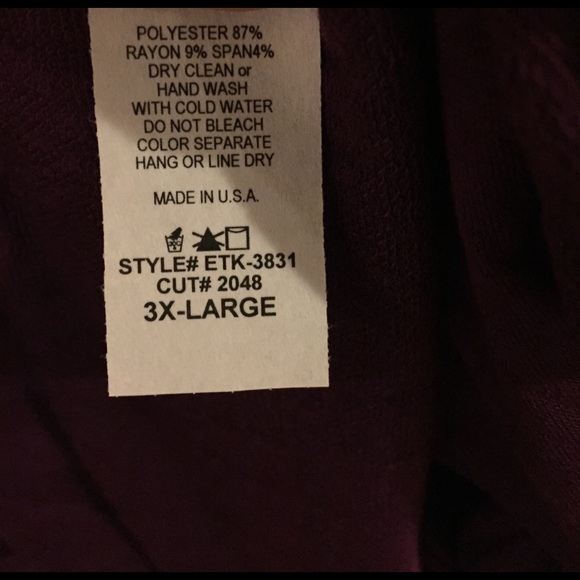 1X-3X Eggplant French Terry dress w/pockets - Picture 3 of 4