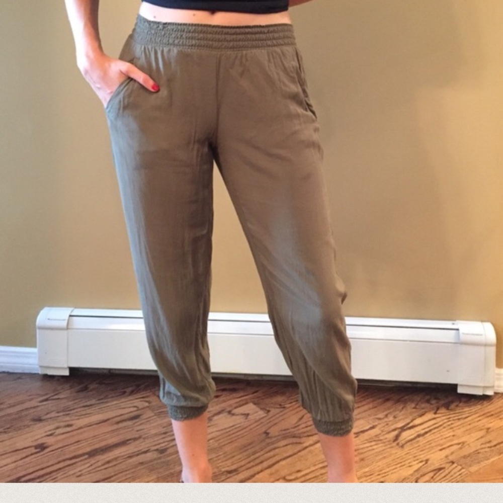 Green parachute pants