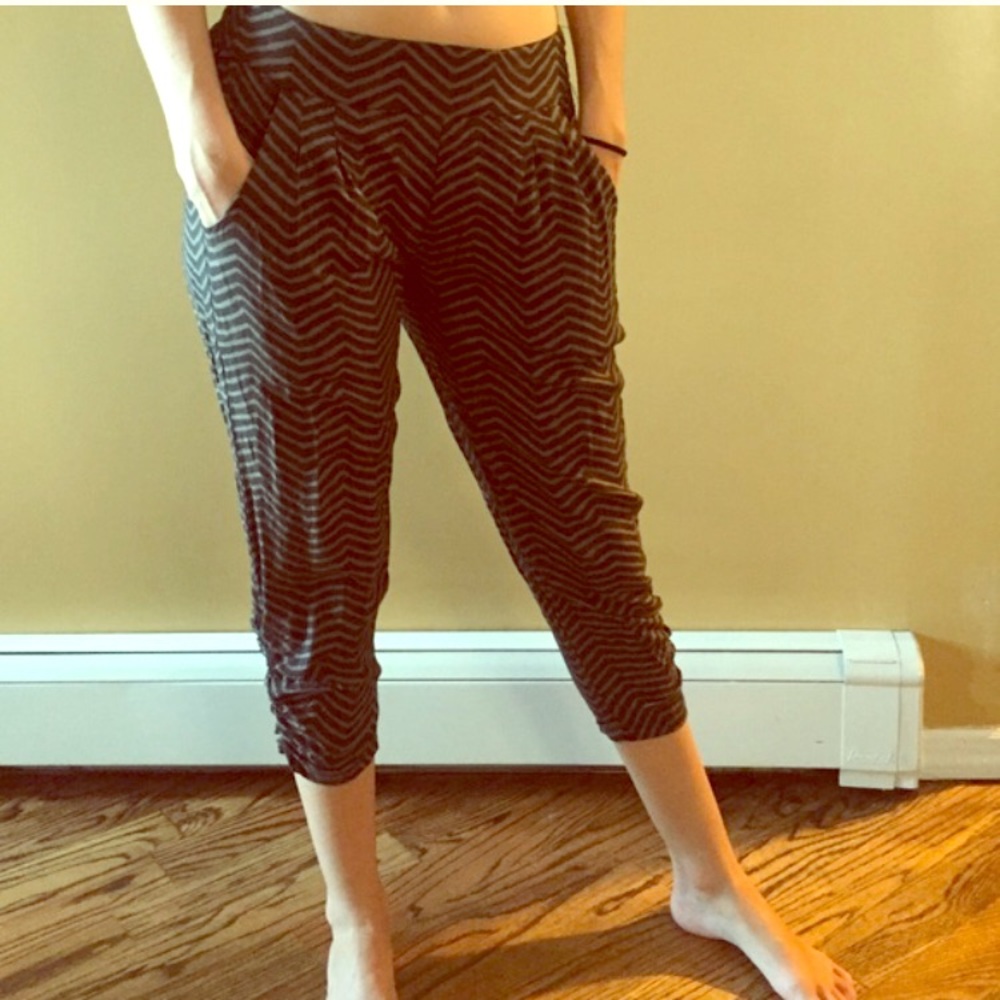 Green and black parachute pants