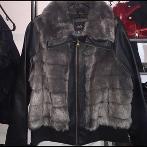 Faux Fur & Leather Coat