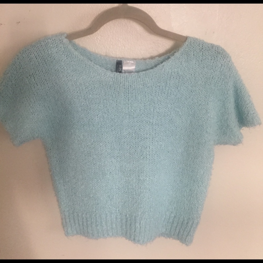 Fluffy Knitted Baby Blue Top