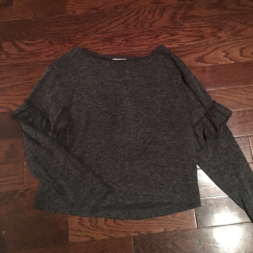 Zara Grey Ruffle Sweater
