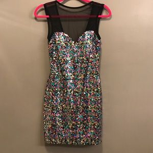 Dress the Population multi-color sequin mini!
