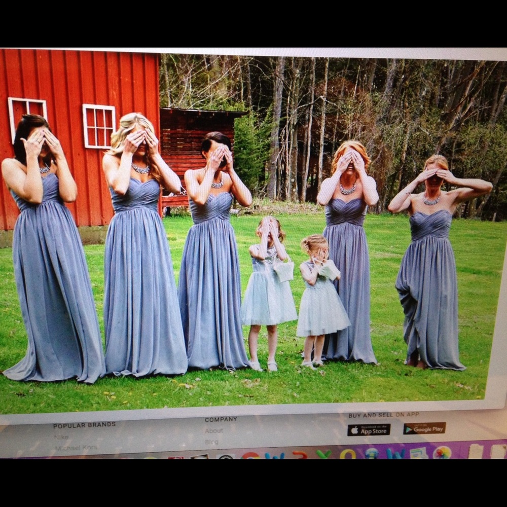 Long charcoal gray bridesmaid dress