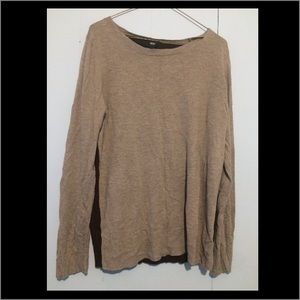 Beige and Brown Long Sleeve Shirt