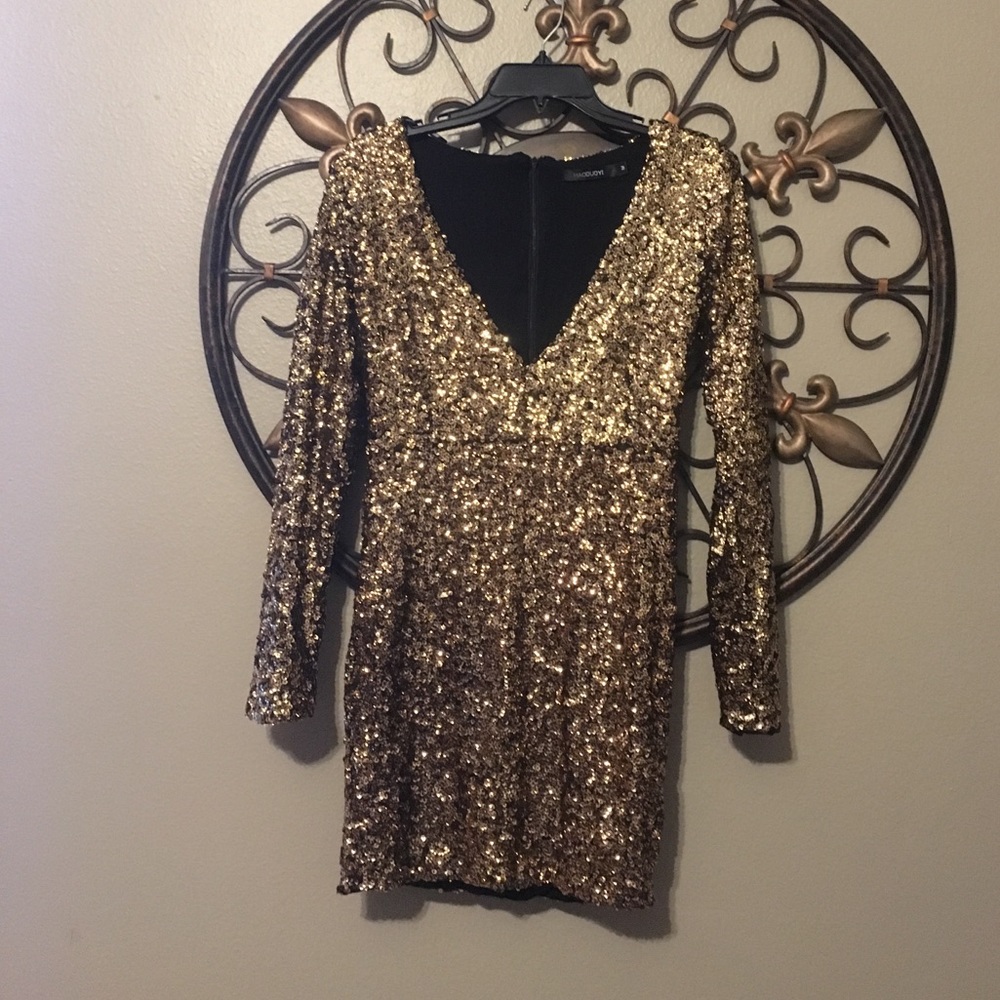 Gold sequin dress