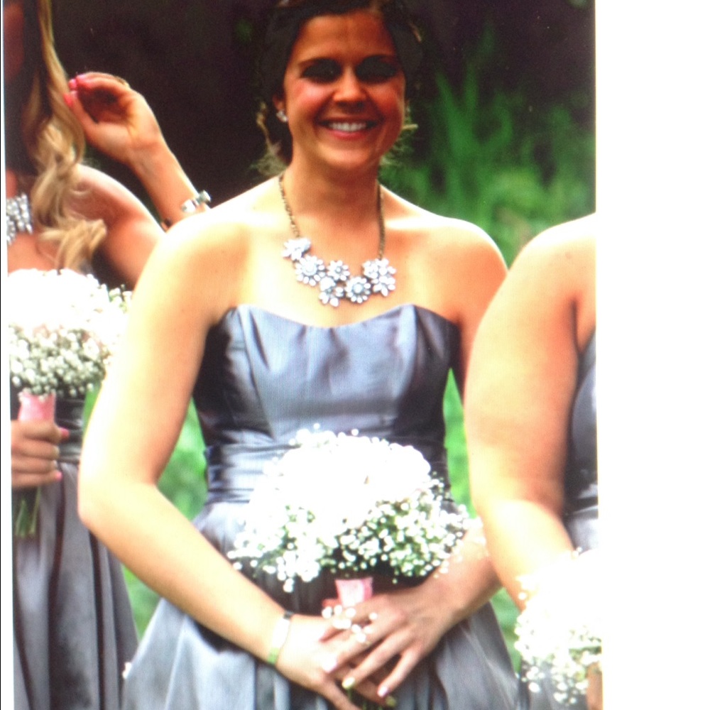 Dark gray short bridesmaids dress
