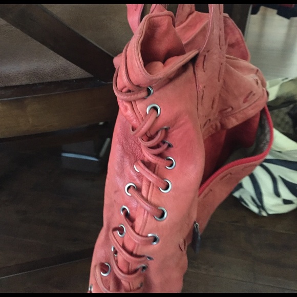 Adare purse beautiful soft leather salmon color - Picture 3 of 5