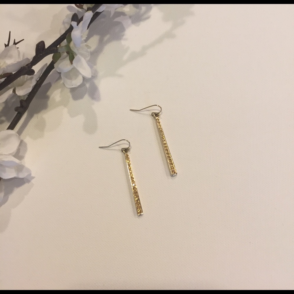 Gold pave drop earrings