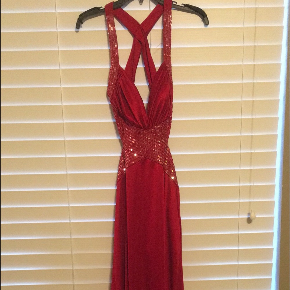 Red ball gown