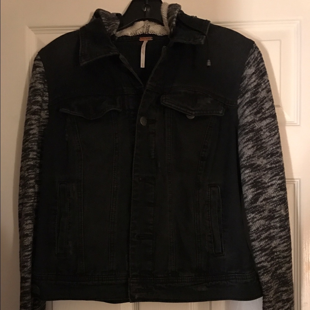 Free People Black denim/knit jacket