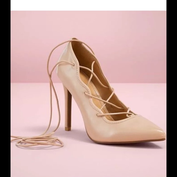 🔴SOLD🔴LC Lauren Conrad nude size 8.5 pumps tie - Picture 2 of 4