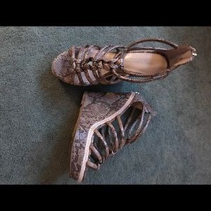 Christian Siriano Snake Print Wedges