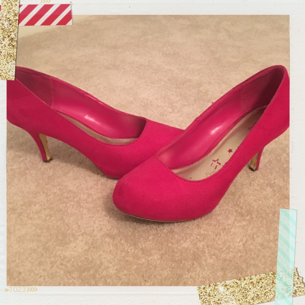 Hot Pink Suede Heels