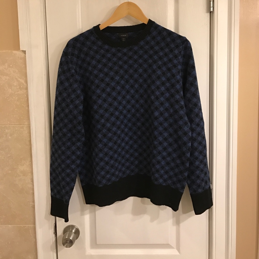 J Crew Black and Blue Checkered Sweater