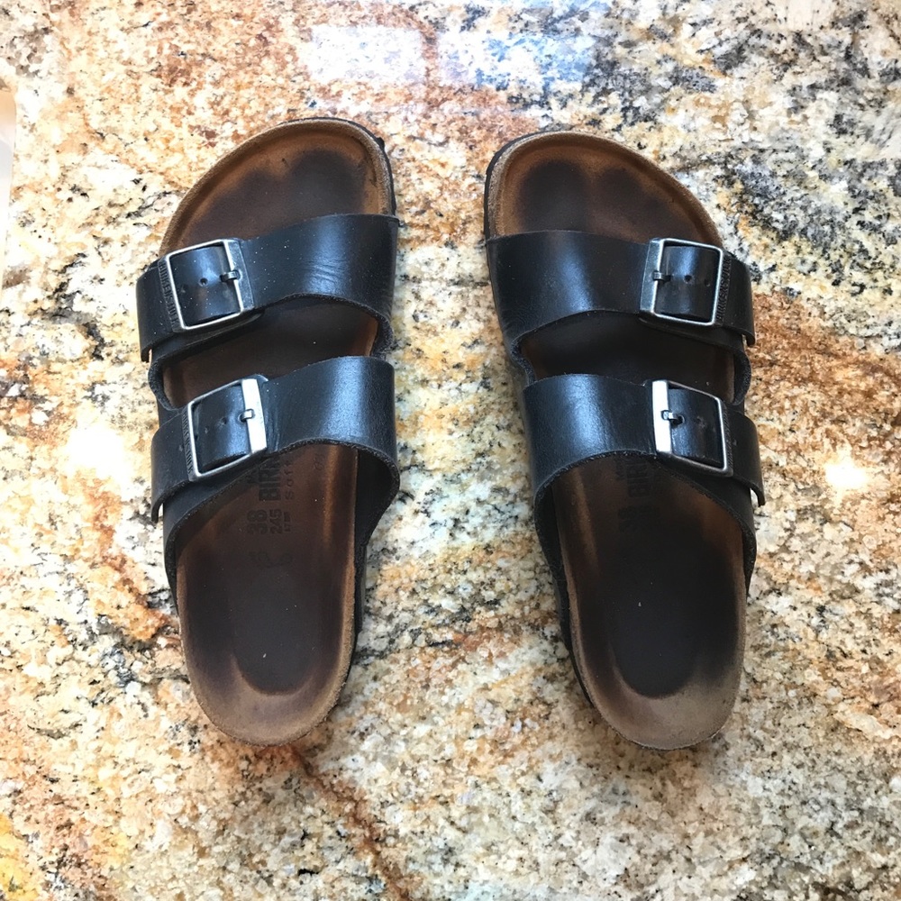 Black Arizona Birkenstocks Leather