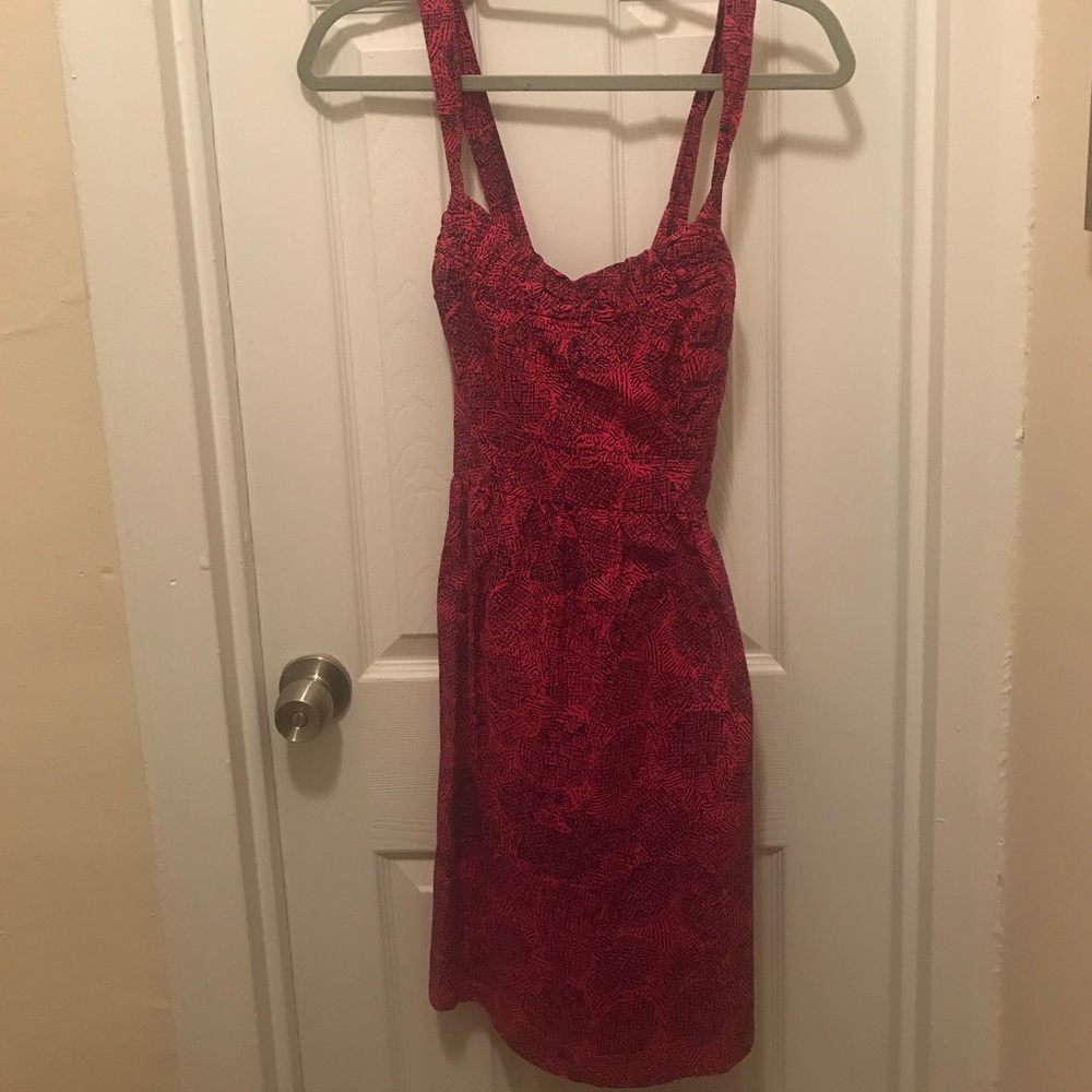 Pink and Black Graphic Party Dress