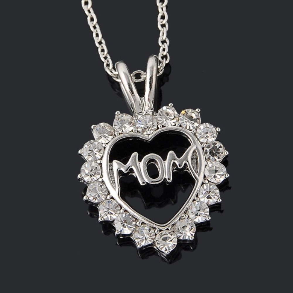 Mom crystal rhinestone necklace new