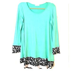 TODAY ONLY SALE! Medium teal & cheetah top