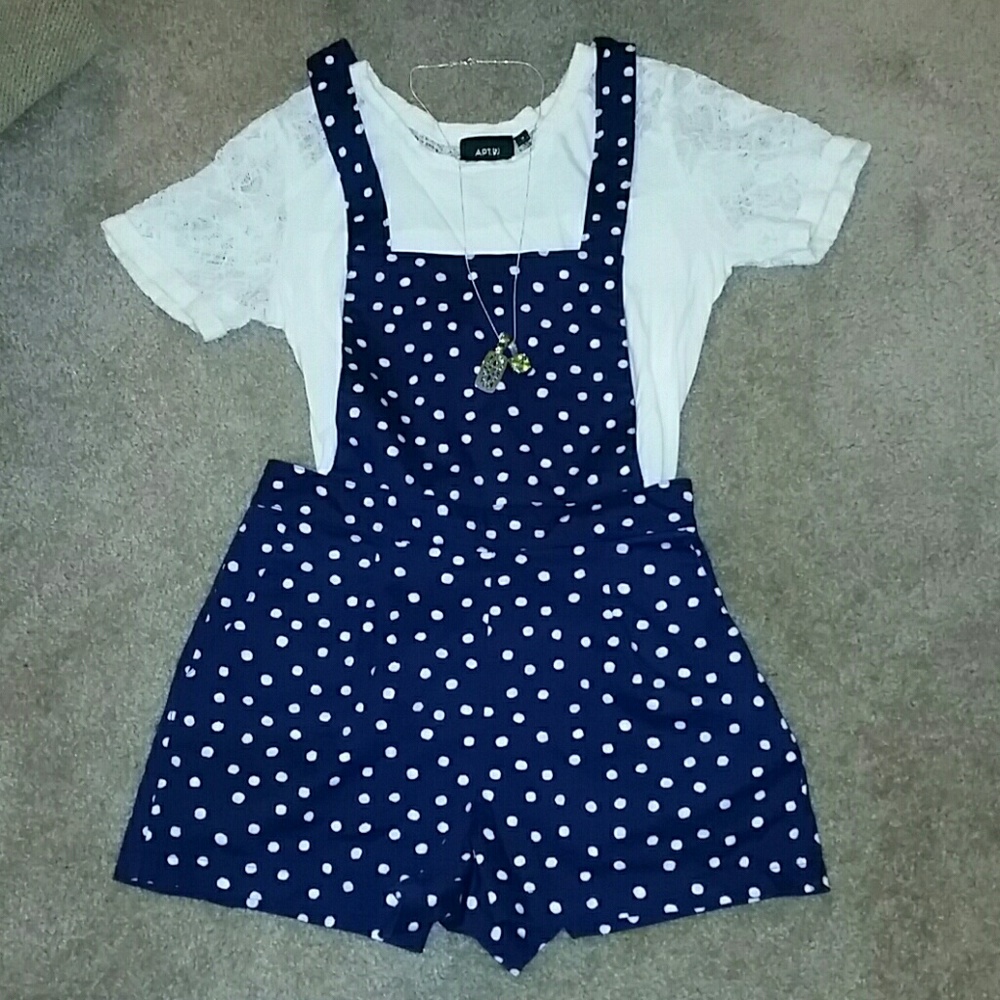 Forever 21 Polka Dots Overall Jumper Shorts
