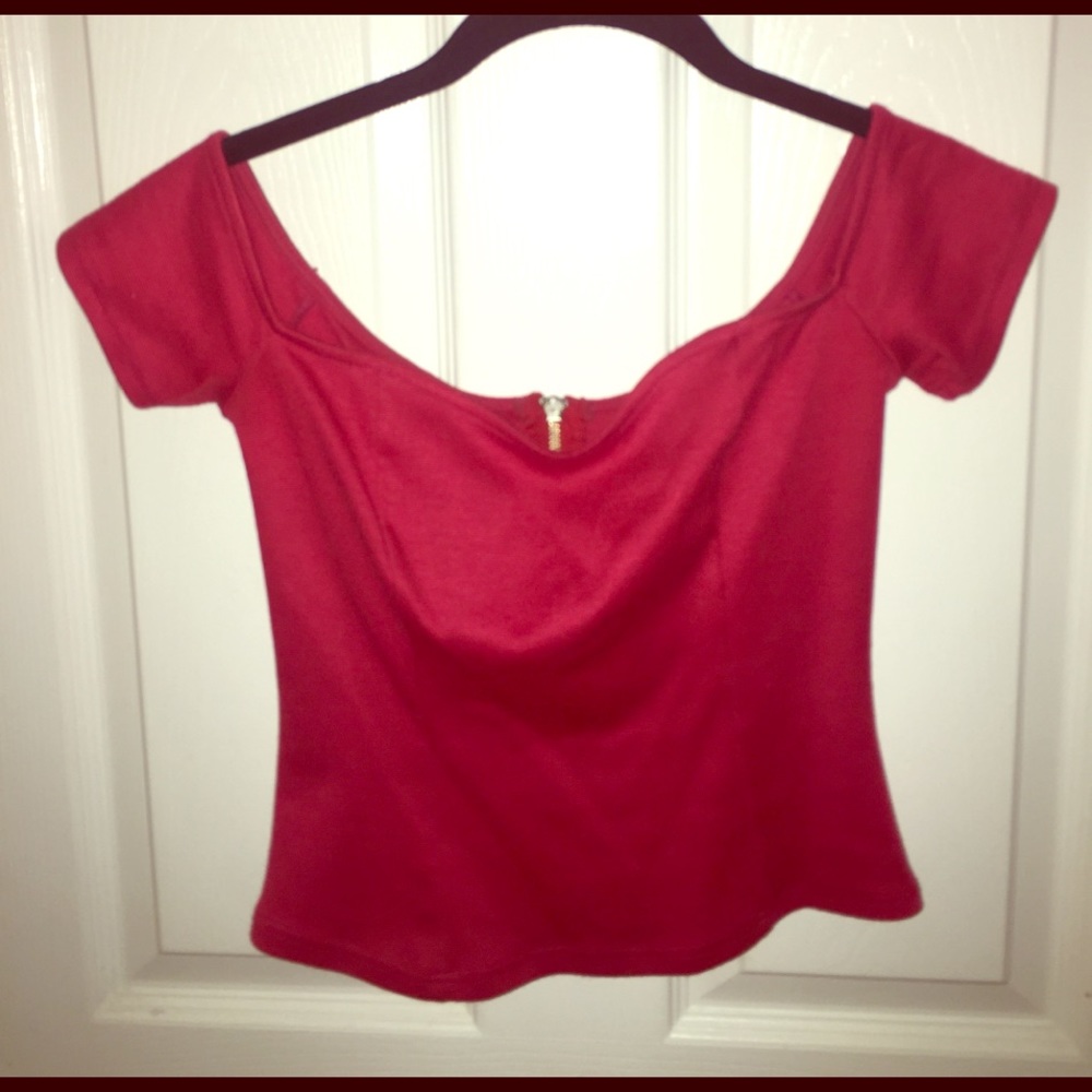 TOBI off the shoulder red crop top