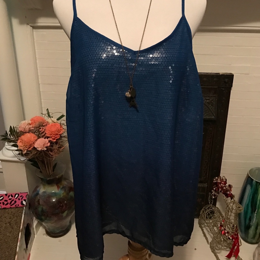 Maurices blue sequin top size 2