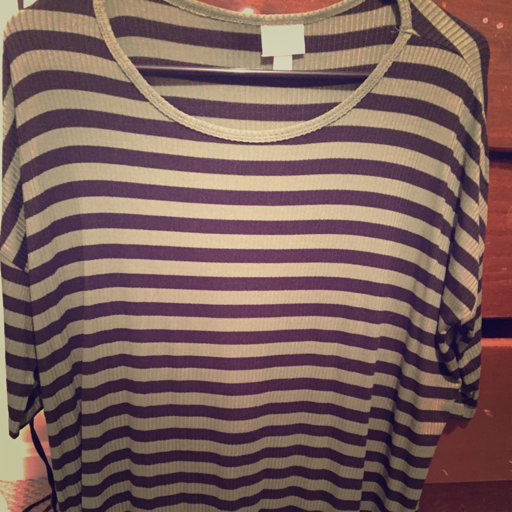 SOLD Small Lularoe Irma black and olive ribbed