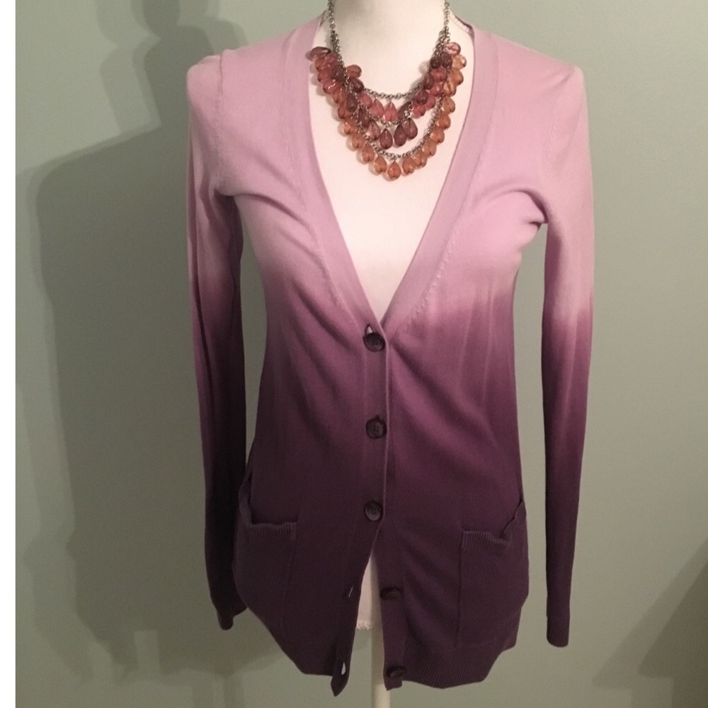 Loft Purple Ombré Boyfriend Cardigan