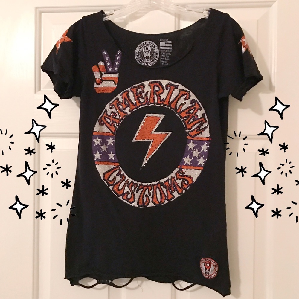 Affliction crystal studded tshirt 💎🇺🇸