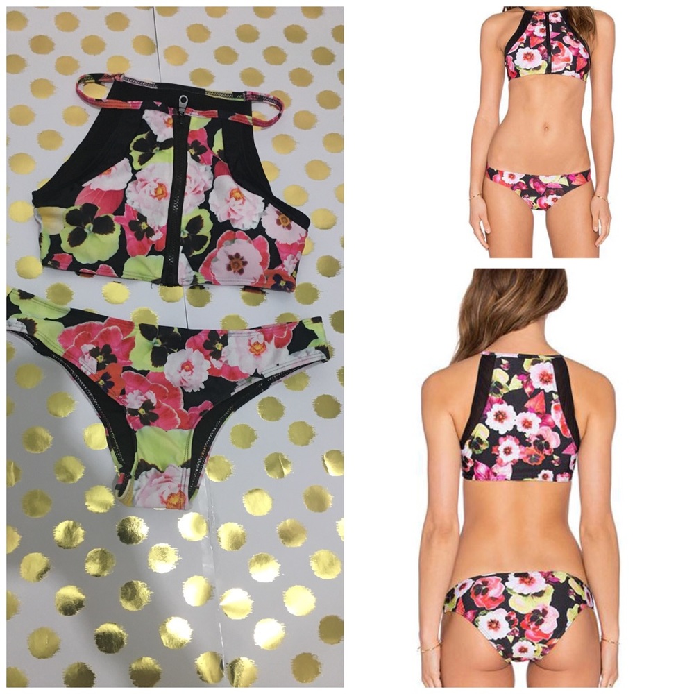 Zipper High Neck Bikini Set - Picture 2 of 3