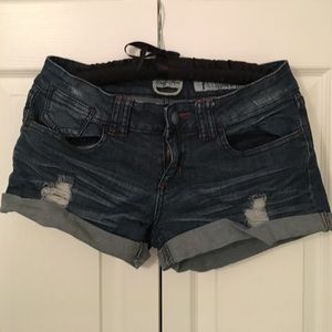 Cuffed jean shorts.