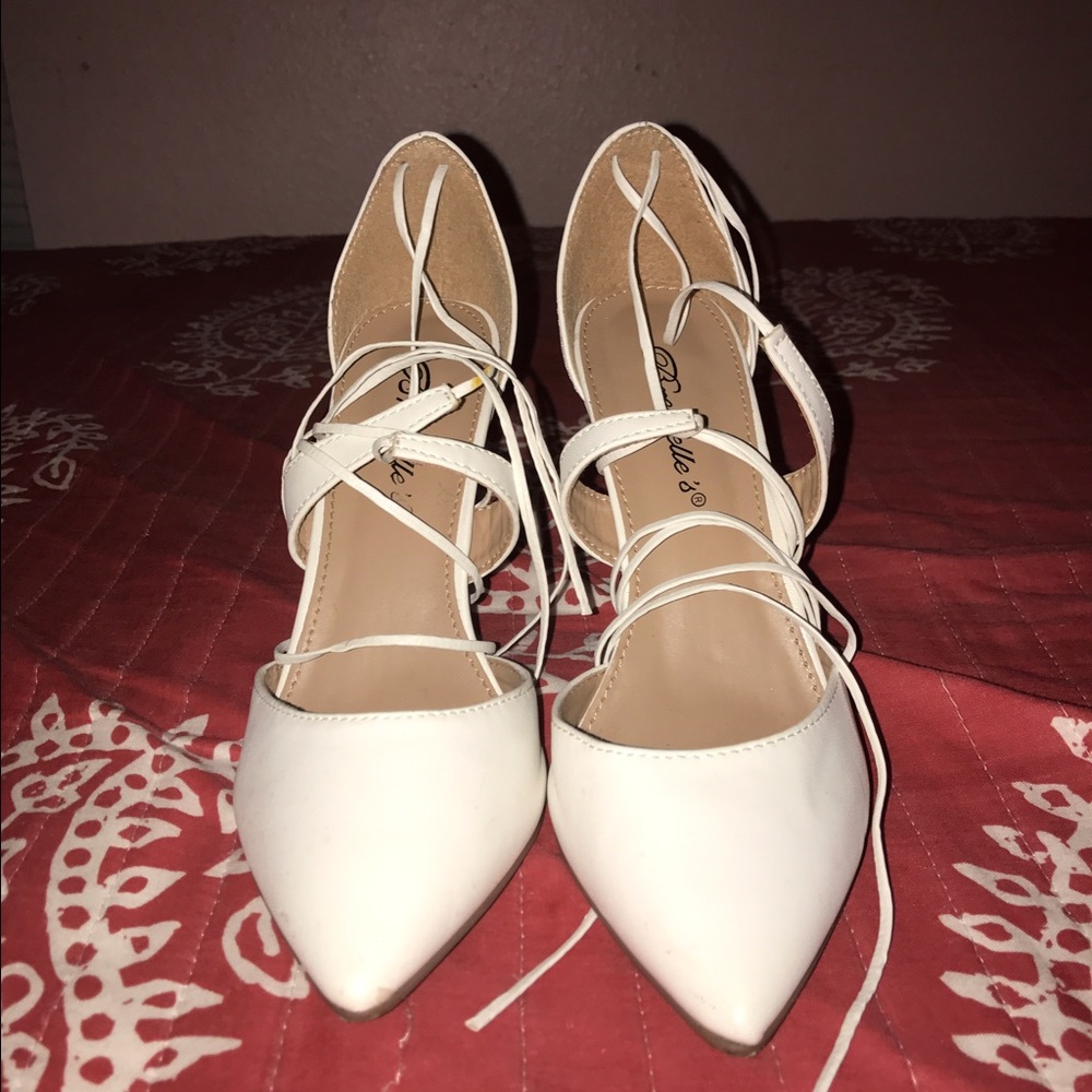 White lace up  heels