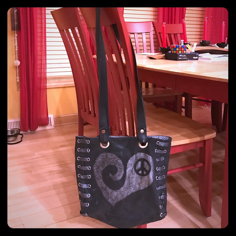 Large Silver and Black Crossover Bag