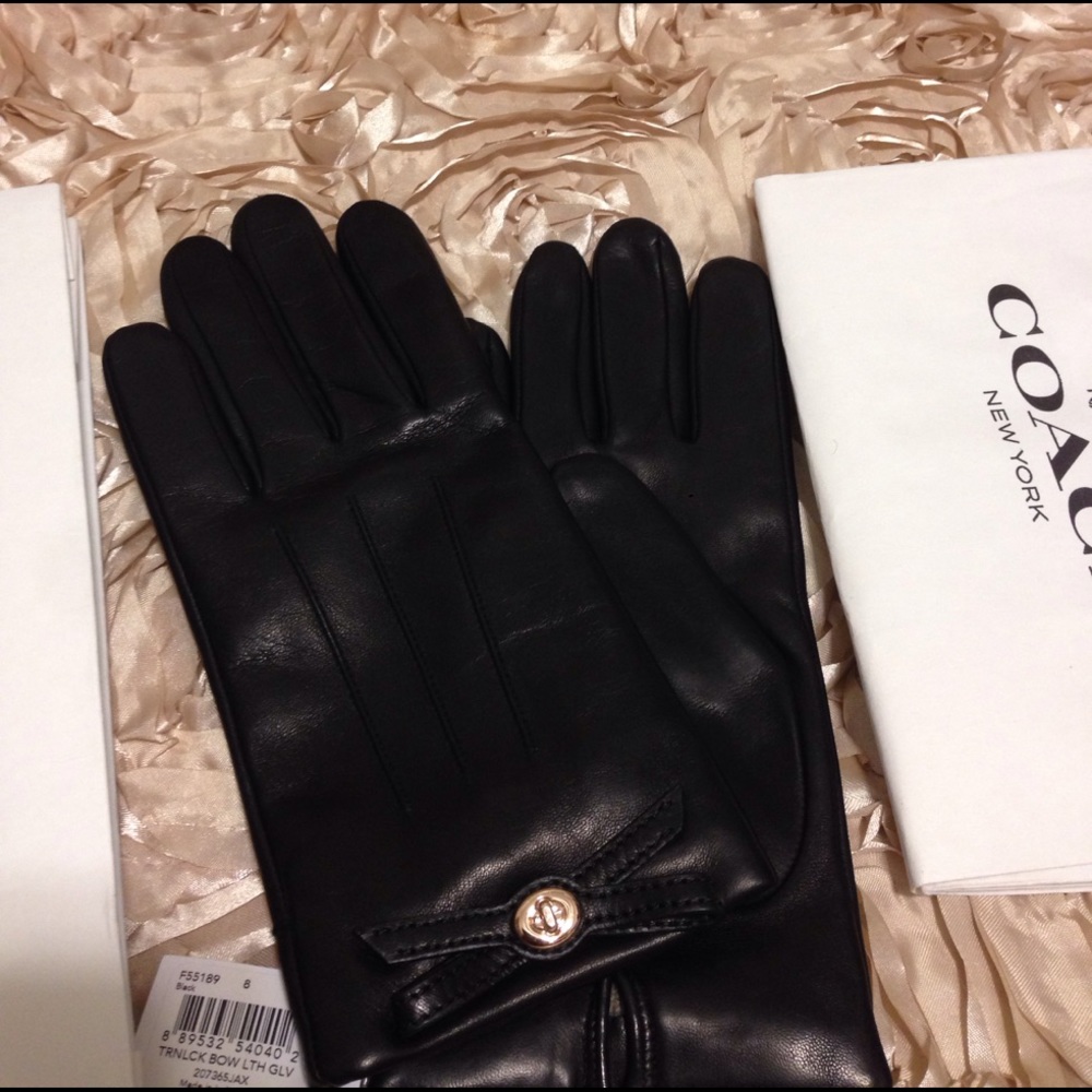 Authentic Coach Gloves & Black Coach gift bag