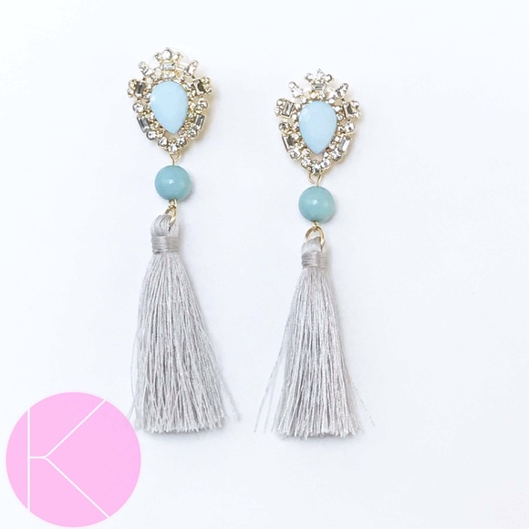 Tassel Long Rhinestone Earrings - Picture 3 of 5