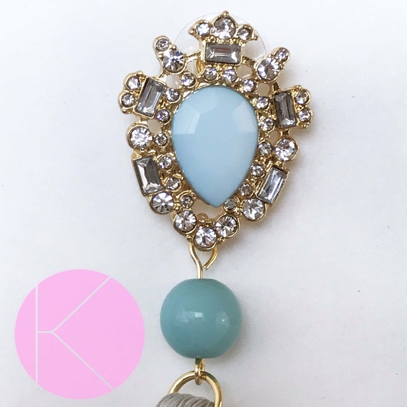 Tassel Long Rhinestone Earrings - Picture 2 of 5