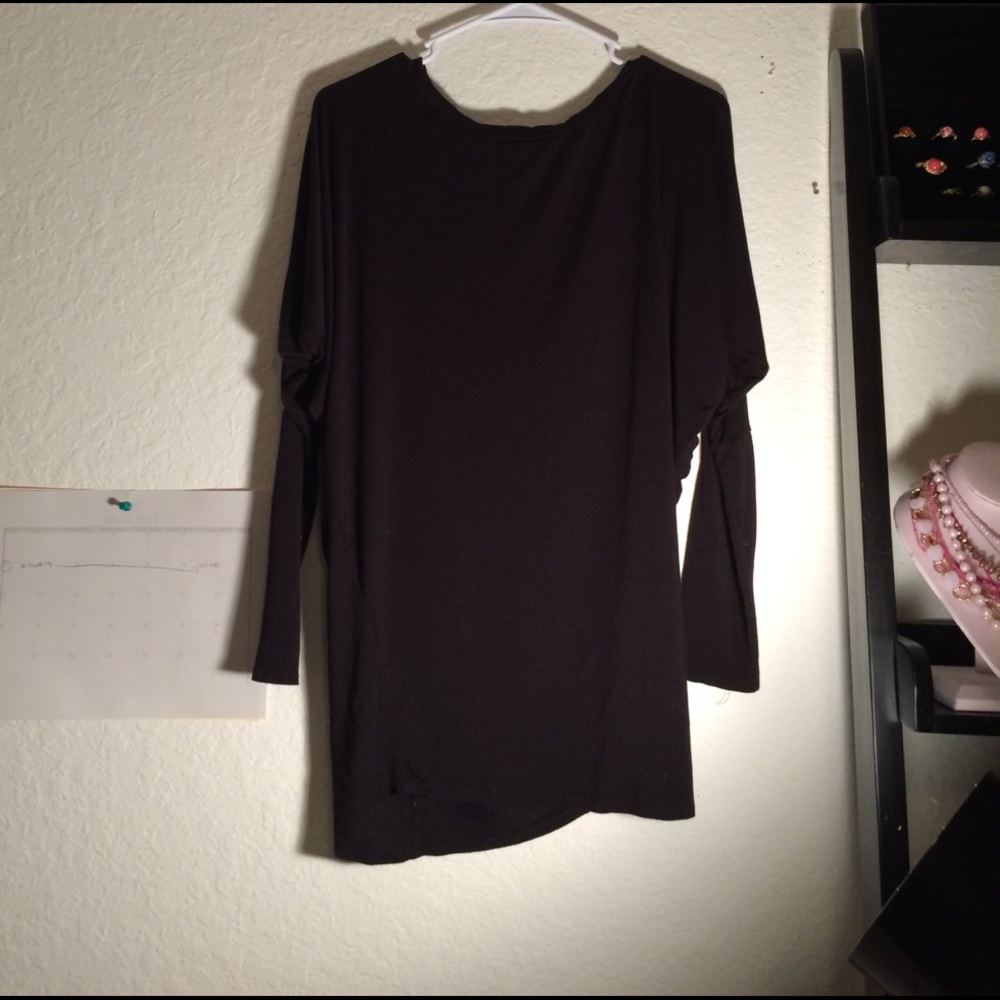 Oversized silky black arm blouse L