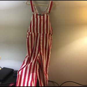 Red and White Striped Overalls