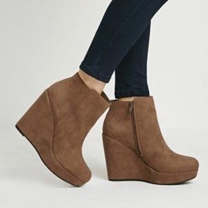 Suede Wedged Booties