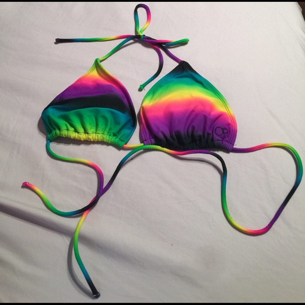 OP padded rainbow bathing suit top