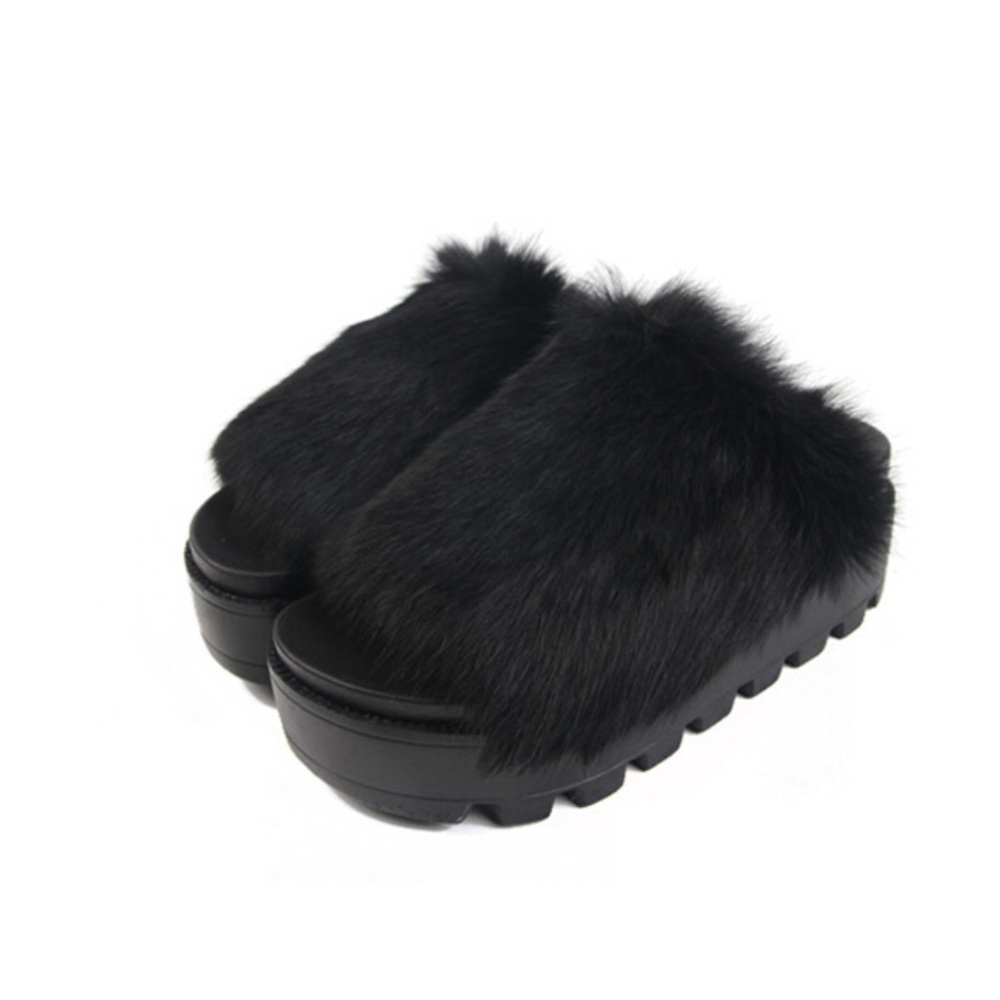 🤡flash sale🤡Black fur slides