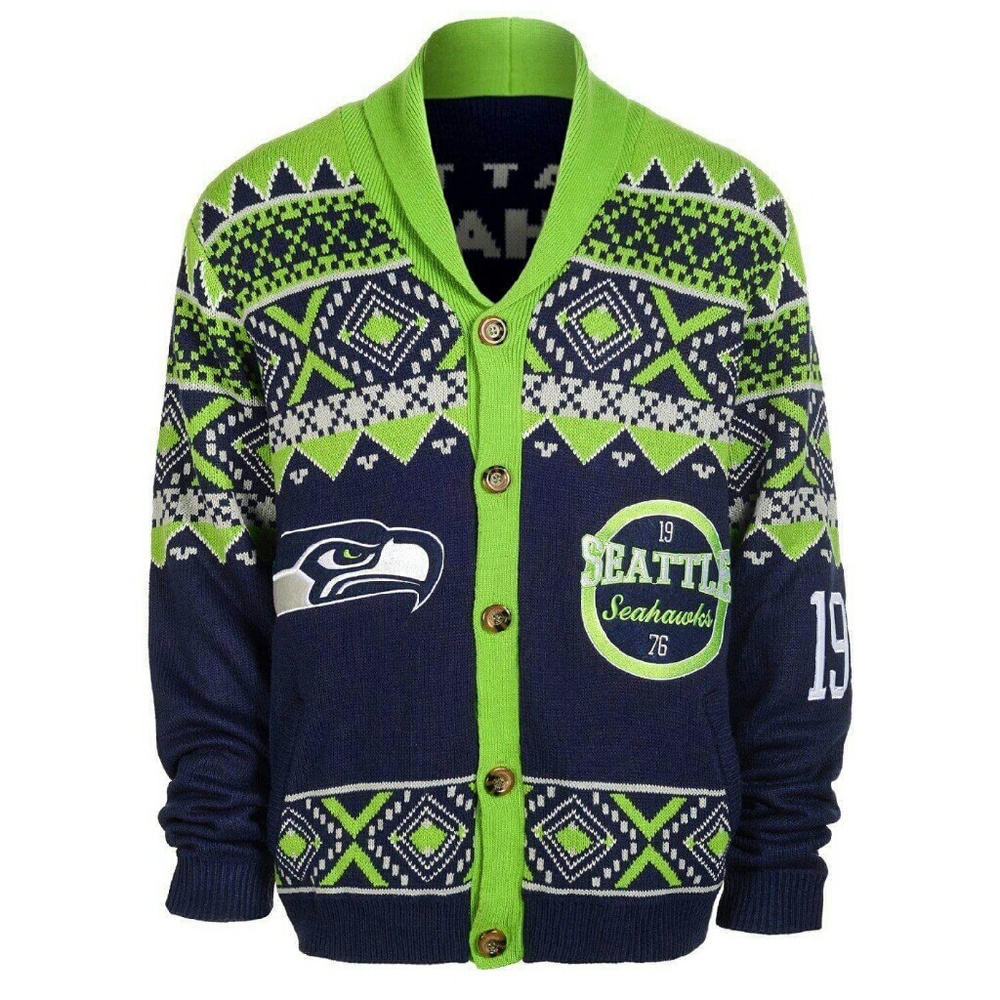 Seattle Seahawks Ugly Cardigan Holiday Sweater