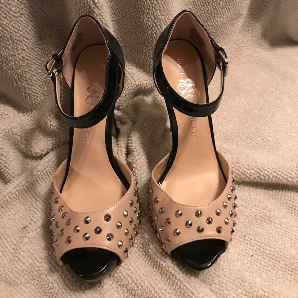 Black and Tan spiked heels