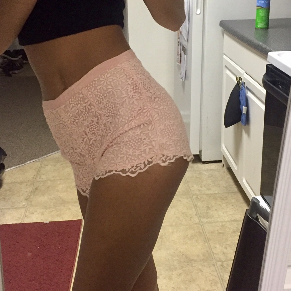 floral light pink high waisted shorts