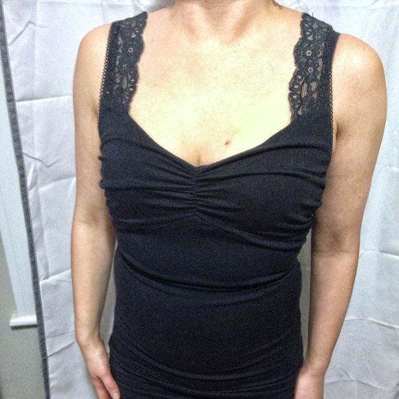 Express Elegant Black Lace Trim Dress - Picture 7 of 9