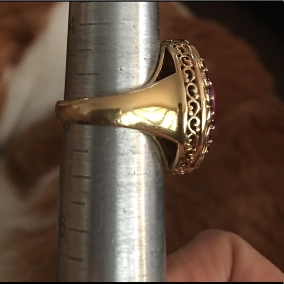 Genuine ruby and orange garnet 18KGP on 925 silver ring - Picture 8 of 11