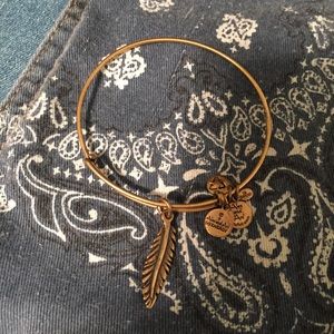 Gold feather Alex and ani bracelet