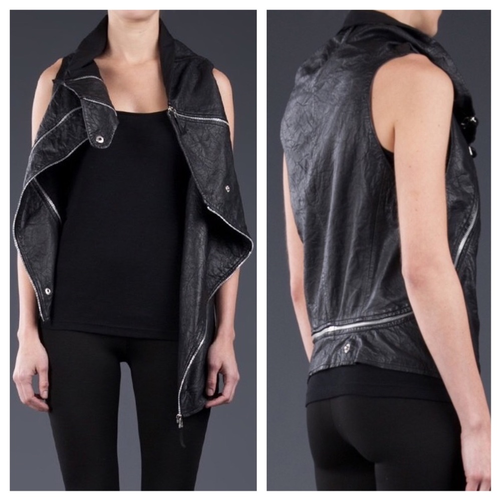 ✖️SOLD✖️ Barbara I Gongini Asymmetric Leather Vest - Picture 3 of 7