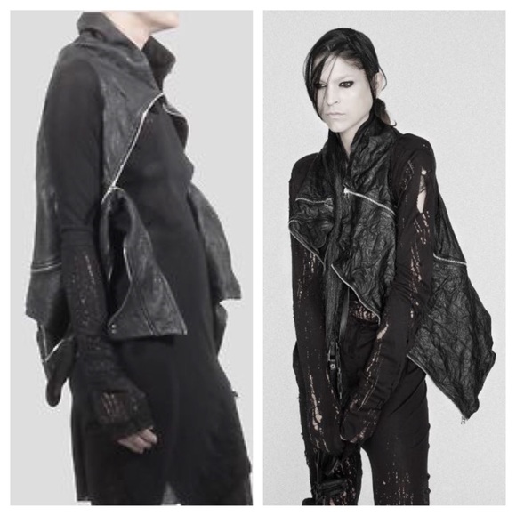 ✖️SOLD✖️ Barbara I Gongini Asymmetric Leather Vest - Picture 4 of 7